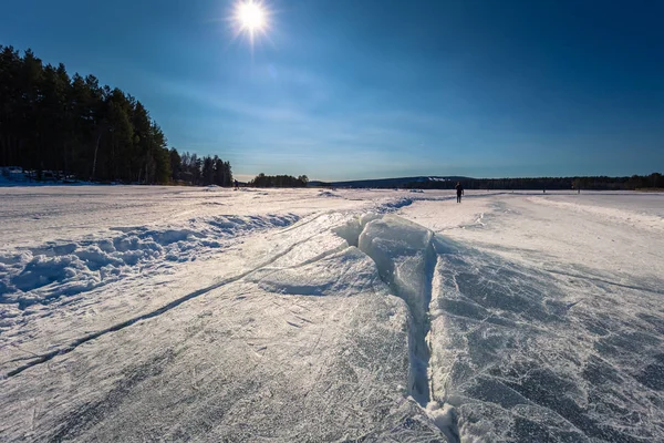 Falun March 2018 Panorama Lake Framby Udde Town Falun Dalarna — Stock Photo, Image