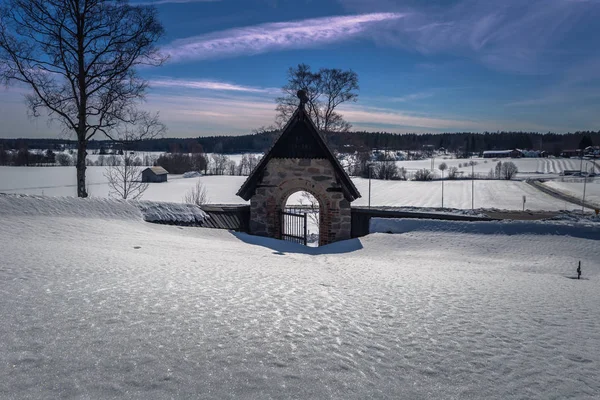 Trono Avril 2018 Entrée Ancienne Église Ville Trono Dalarna Suède — Photo
