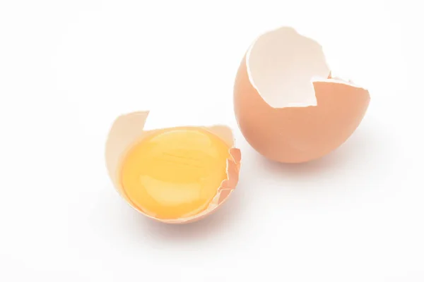 Коричневое Яйцо Белом Фоне Желток — стоковое фото