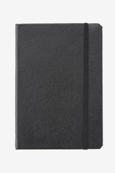 白い背景にゴム製の黒いメモ帳 — ストック写真