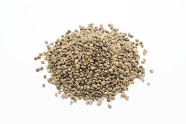 Beyaz arkaplanda kenevir tohumu