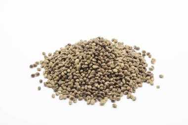 Beyaz arkaplanda kenevir tohumu