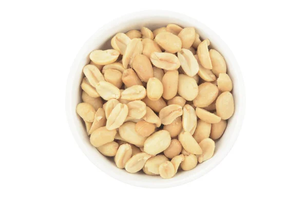 Peeled Peanuts Fried Bowl White Background — Stock Photo, Image