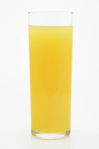 Апельсиновый Сок Стакане Трубки Белом Фоне — стоковое фото