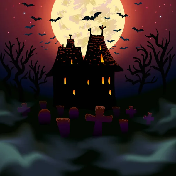 Grausames Haus zu Halloween — Stockvektor