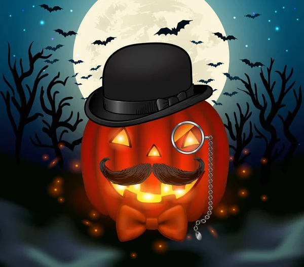 Halloween hipster pumpkin — Stock Vector