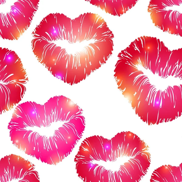 Seamless kiss print pattern — Stock Vector