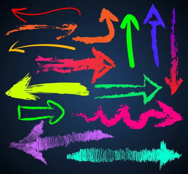 Handgezeichnete isolierte skizzenhafte Pfeile — Stockvektor