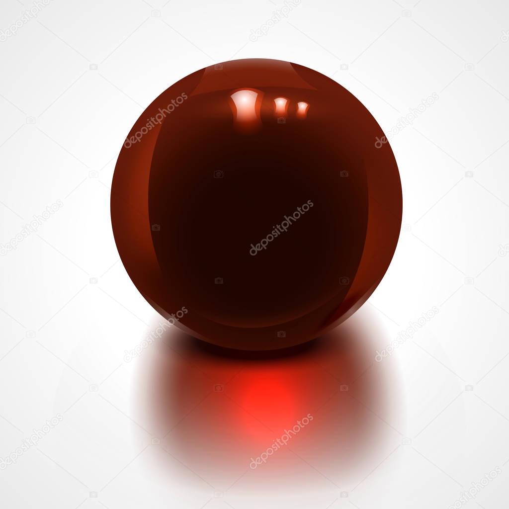 Red sphere isolated on white.