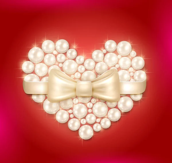 Valentine`s Day pearl heart — Stock Vector