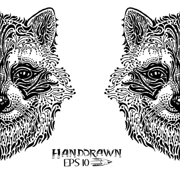 Hand drawn illustration of raccoon face — Stock Vector