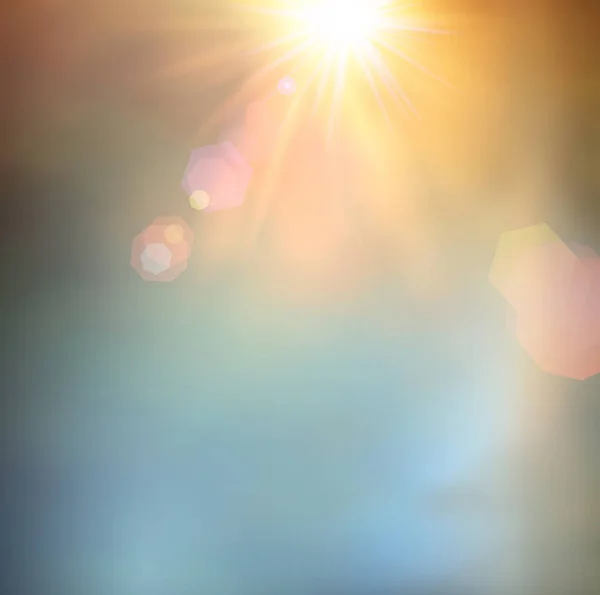 Ήλιος στον ουρανό με φακούς φωτοβολίδα — Διανυσματικό Αρχείο