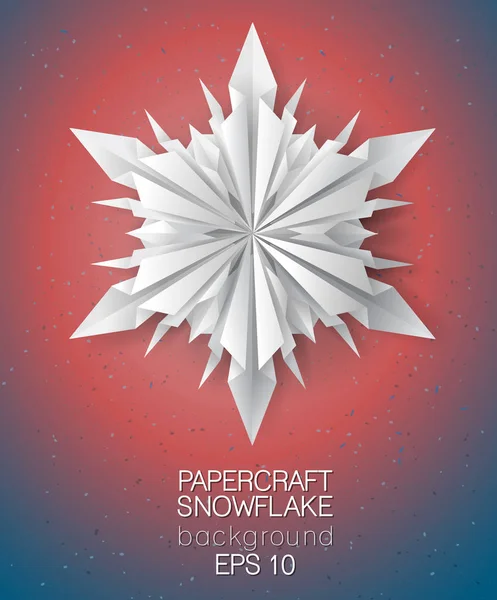 Papier gevouwen sneeuwvlok kaart — Stockvector