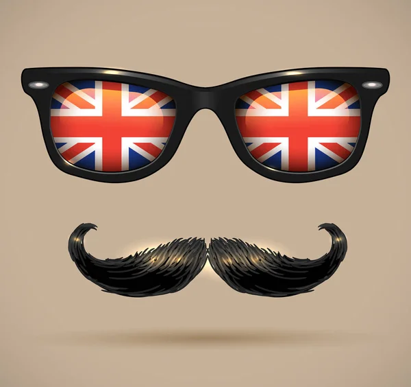 Sunglasses with british flag reflection — Stock Vector