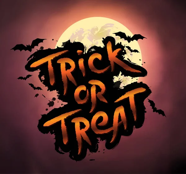 Trick or Treat lettrage avec des chauves-souris — Image vectorielle