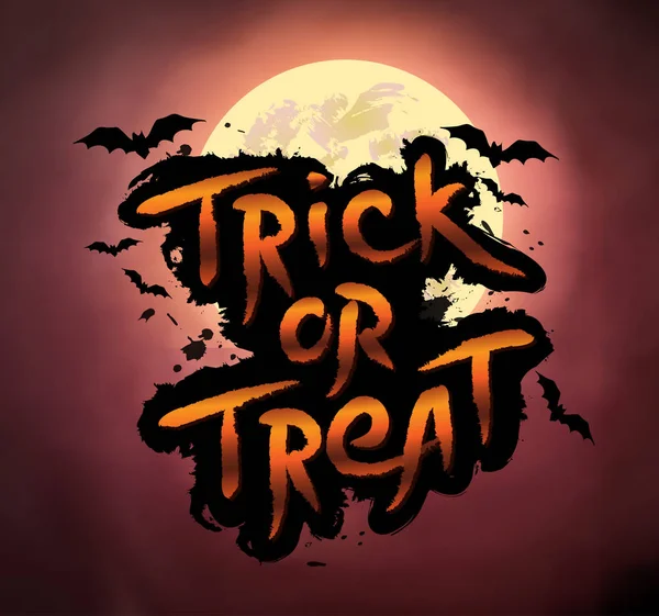 Trick or Treat lettrage avec des chauves-souris — Image vectorielle