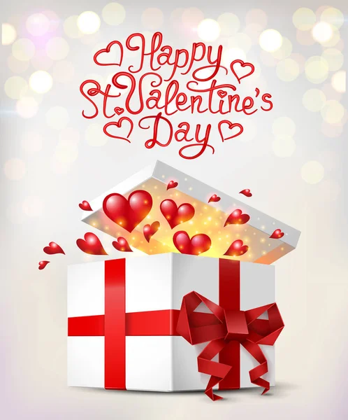 Día de San Valentín Caja de regalo — Vector de stock
