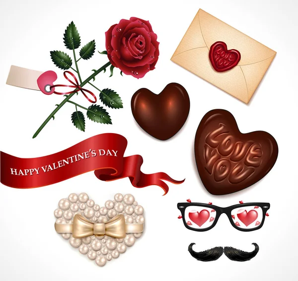 Valentine`s Day icon set — Stock Vector