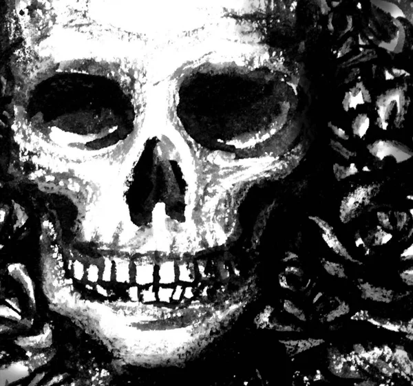 Crâne avec des fleurs sur le fond — Image vectorielle