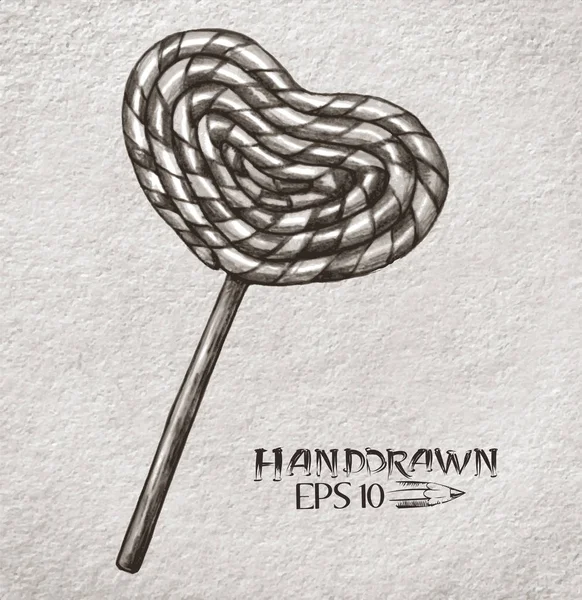 Hand dras hjärta form lollipop — Stock vektor