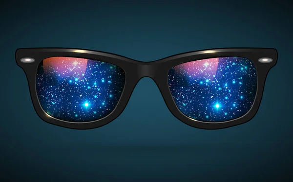 Óculos de sol Wayfarer refletindo o espaço exterior Gráficos De Vetores