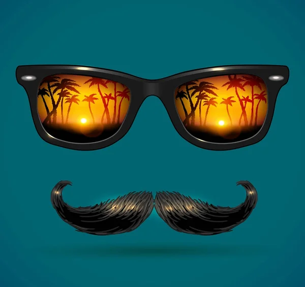 Солнечные очки, отражающие тропический закат Лицензионные Стоковые Векторы