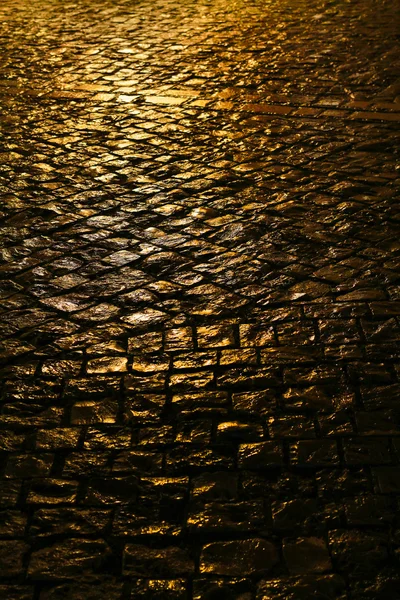 Cobbled street by night. — Stock Photo, Image