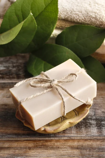 Bar of natural handmade soap — Stock Photo, Image