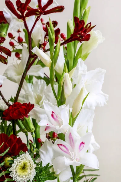 Arranjo floral com anigozanthos (pata kangoroo) flor, feliz — Fotografia de Stock