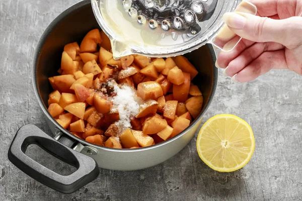 Come fare la marmellata di albicocche. Tutorial — Foto Stock