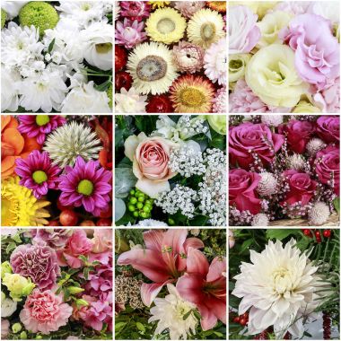 Collage with bouquets of flowers. clipart