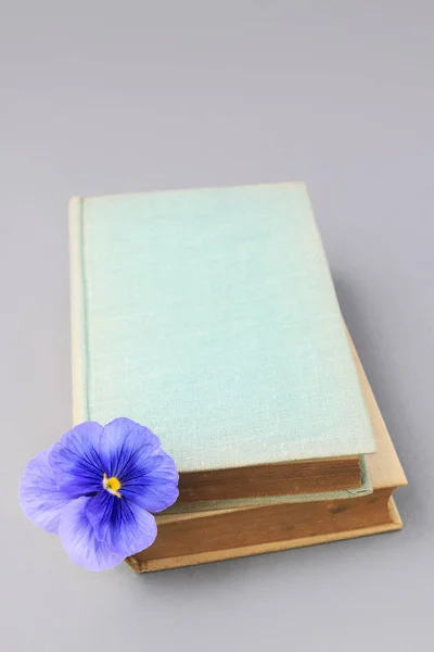 Kitaplar ve homo çiçek yığını — Stok fotoğraf