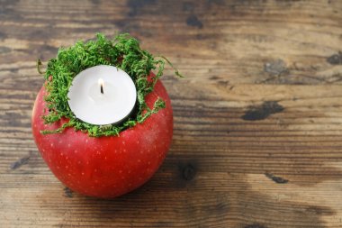 Apple - güzel Noel masa dekorasyon mum