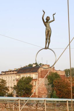 Krakow, Polonya - 12 Eylül 2016: Açık sergi heykel