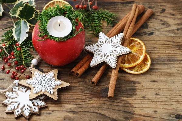 Apple - güzel Noel masa dekorasyon mum