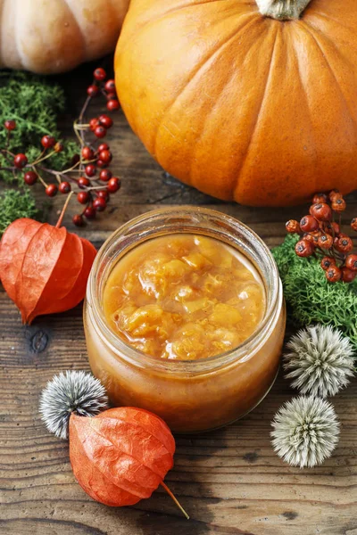 Jar of pumpkin jam — Stock Photo, Image