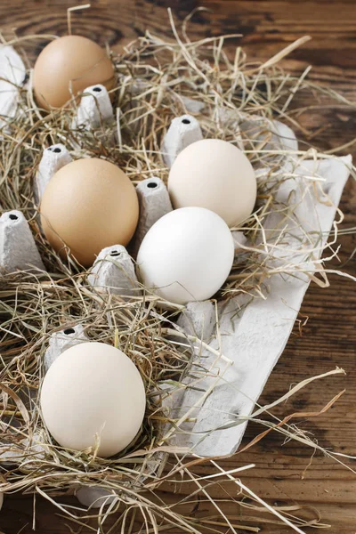 Eggs Hay Easter Decor — Stock Photo, Image