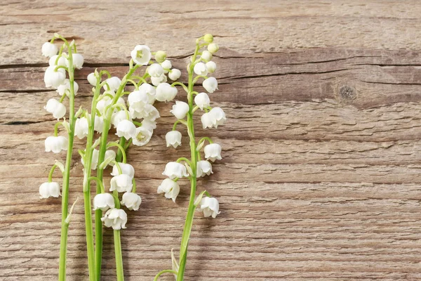 Lilly of the valley flowers on wood — Stock Photo, Image