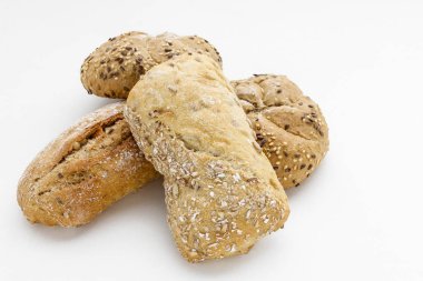 Çeşitli buns üzerinde beyaz izole. 