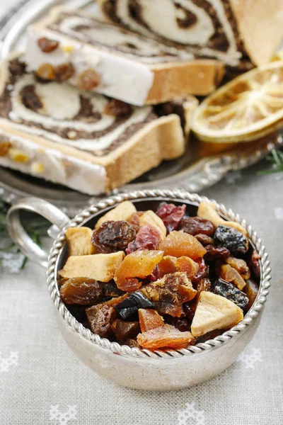 Bowl of dried fruits — Stock Photo, Image