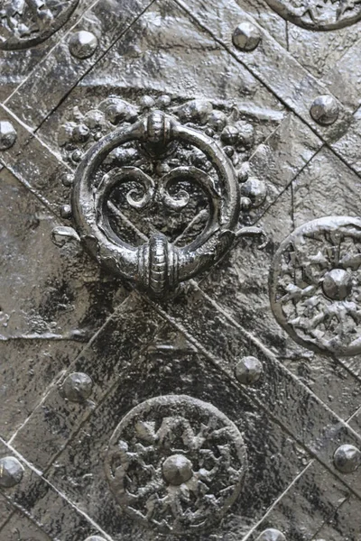 Details of the black iron doorway. Rome, Italy. — Stock Photo, Image