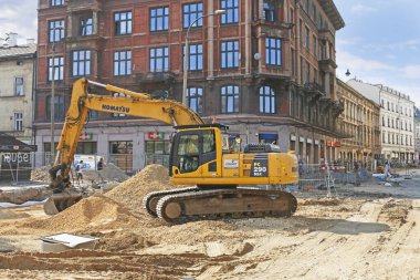 Krakow, Polonya - 24 Ağustos 2019: Kazı çalışması