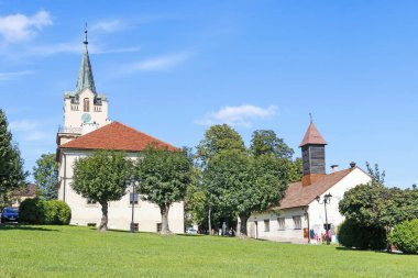 Nowy Wisnicz, Polonya - 11 Eylül 2019: Nowy Wis 'deki eski kasaba