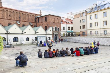 Krakow, Polonya - 04 Ekim 2019: Eski Sinagog, Kazimierz,