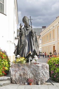 WADOWICE, POLAND - SEPTEMBER 14, 2019: Monument of Pope John Pau clipart