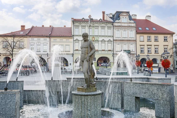 Bielsko Biala, Poland - October 26, 2019：The Neptune fountain a — 图库照片