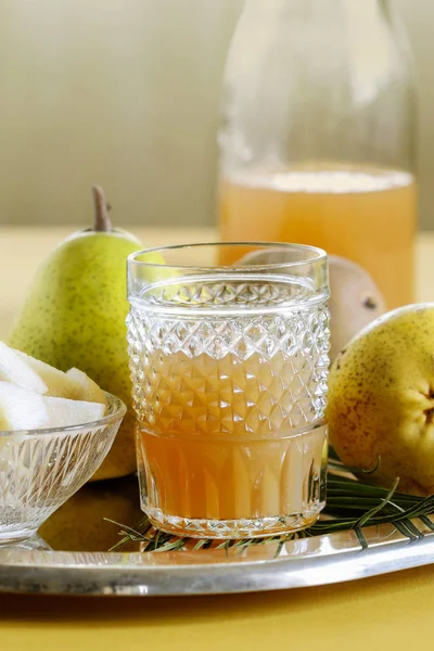 Pear drink in a crystal glass. — Stok fotoğraf