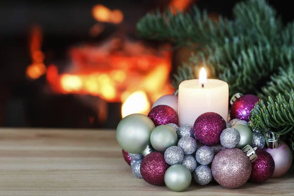 Candle Holder Made Glass Balls Beautiful Table Decoration Christmas Carnival — Stock Photo, Image