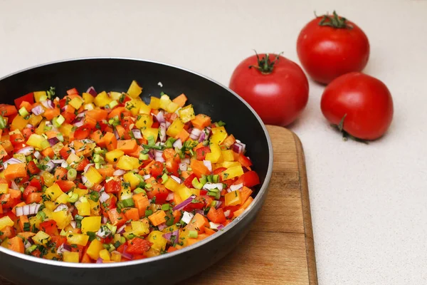 Mixed Vegetables Frying Pan Cooking Time — Stock Photo, Image