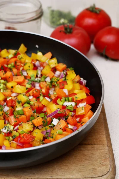 Mixed Vegetables Frying Pan Cooking Time — Stock Photo, Image